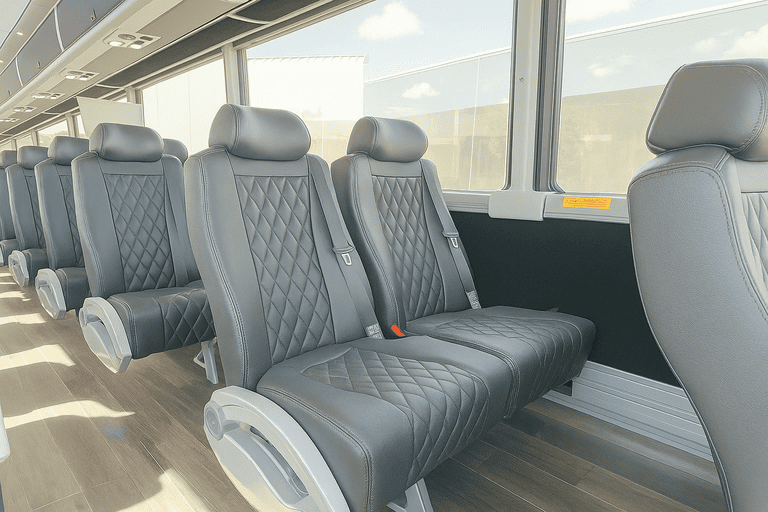 interior of Charter Bus Rental Palm Beach Gardens charter bus